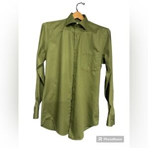Van Heusen Fitted Long Sleeve Button Down Green Men’s Size 14.5